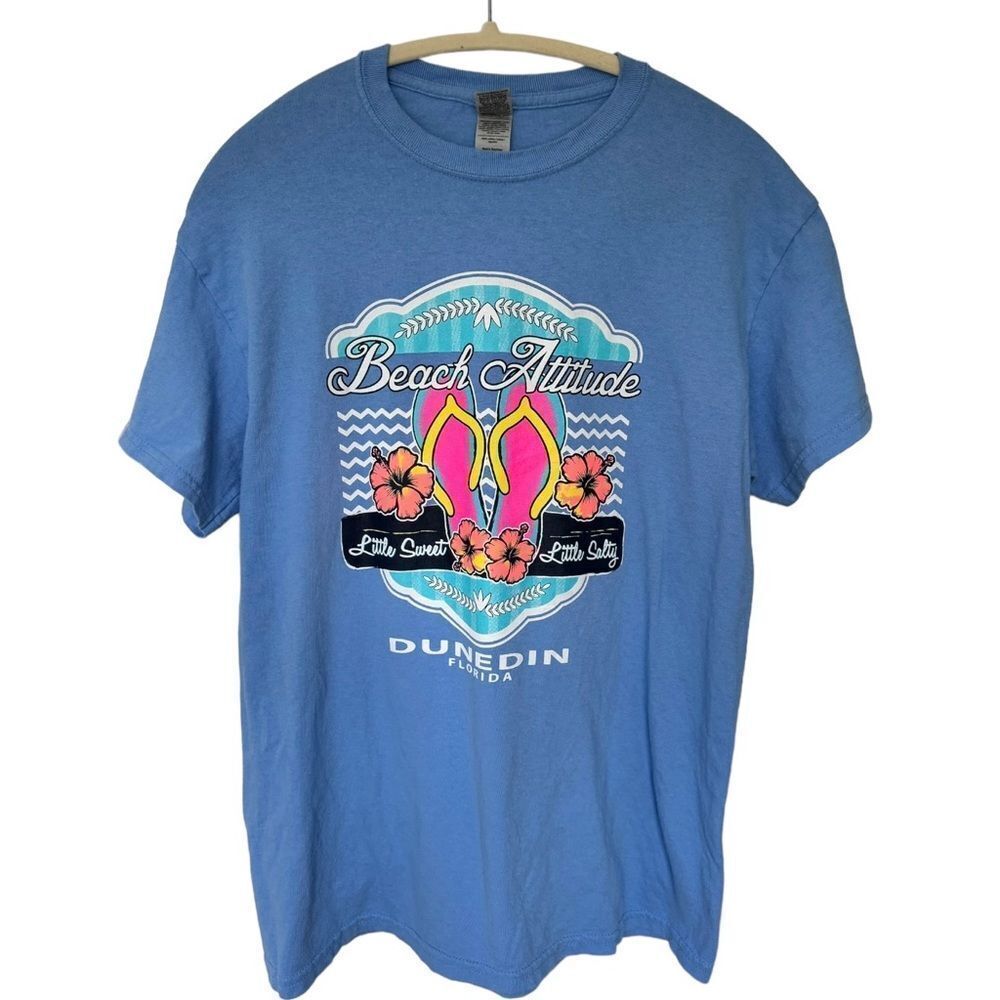 Retro Dunedin Florida Short Sleeve Crewneck Vacation Cotton Graphic Tee. Medium.